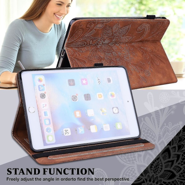 För Lenovo Tab M10 (Gen 3) TB-328FU/TB-328XU Imprinting Tablet Stand Case PU- cover Brown