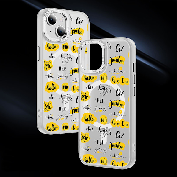 Creative Painted Pattern Matt Hudvänlig Magsafe Magnetic Phone Case Lämplig för Iphone och andra modeller Style A Transparent Black Ypcx