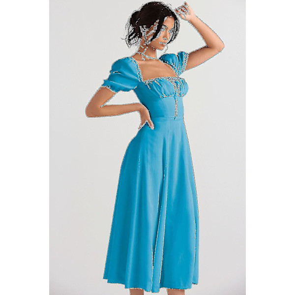 Kvinnor Blommig Boho Midi Bustier Kläder Dam Carmen Print Solklänning Sommar Beach Swing Kläder Mörkblå Slip Klänning Asia L EU M