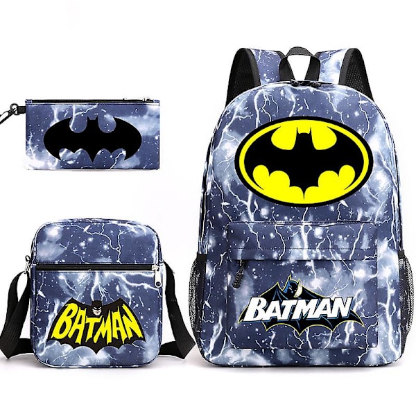 Batman Wayne skolväska studentryggsäck tredelad set G