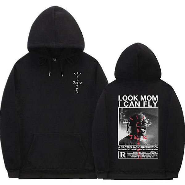 Cactus Jack Hoodie Män Kvinnor Dubbelsidig print Utseende Mamma I Can Fly Travis Scott Hoodies Unisex Hip Hop Streetwear Q02158*black L