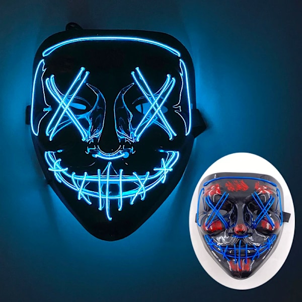 2024 Halloween Trådlös Rave Mask Dekoration Luminous LED Purge Mask Neonljus Glödande För Karneval Mörka Nätter wireless mask 02