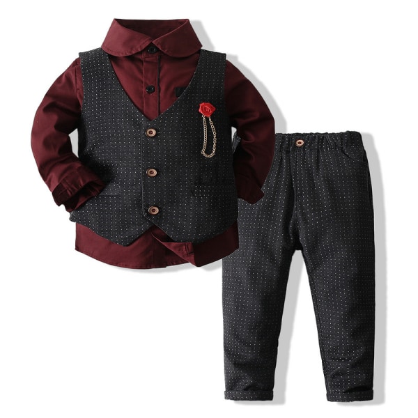 Pojkar värd klänning suit 2023 vårny Claret 110cm (3-4 years old)