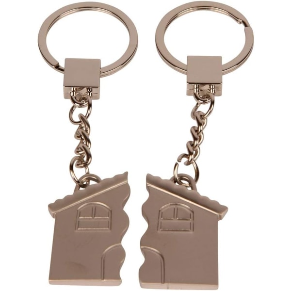 Formano partnernyckelhängare nyckelhängare 2 delar. Hus av silverpläterat zink med strassstenar 4,5 x 4 cm–silver