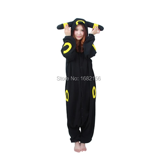 Kigurumi Vuxen Anime Cosplay Kostym Svart Umbreon Onesie Unisex Cartoon Tvättibjörn Pyjamas Fest För Kvinnlig Manlig L Silver