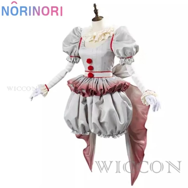 Film Clown Pennywise Cosplay Kostym Genderswap Halloween Skräck Lolita Klänning Upp Kvinnor Fantasy Klänning Karneval Fest Komplett Set S CostumeB
