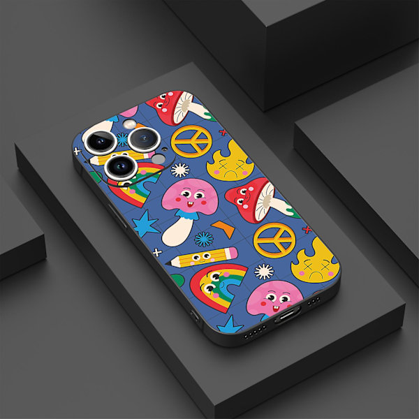 Enkelt tecknat mönster Tryckdesign Flexibeltpurubber Stötsäker Mobiltelefon Caseiphone 15 Caseseries Stylesablackypdt2811