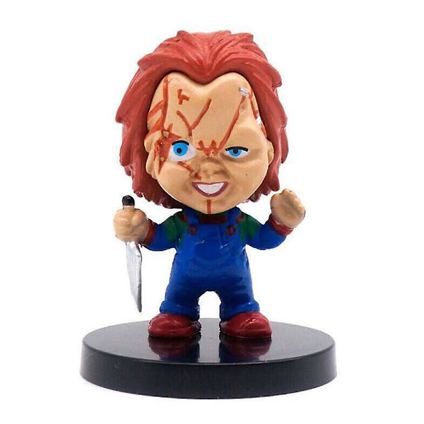 10-pack het skräckfilmkaraktärer Actionfigur Pennywise Saw Billy Chucky Clown Samlarobjekt Modellleksaker Halloween Desktop Ornament null none