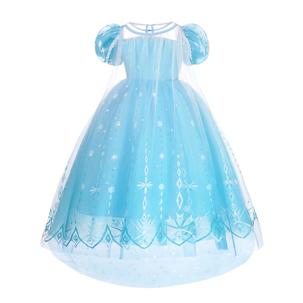 Disney Frozen Elsa Klänning för Flickor Snödrottning Anna Klänning Lyxklänningar Karneval Halloween Flickor Cosplay Kostym Frozen Kostym A Elsa Dress 5-6Y (130)