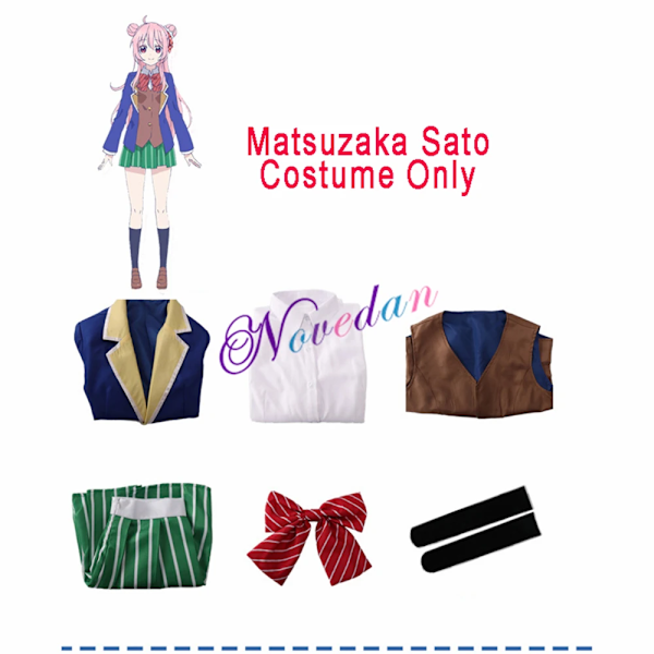 Matsuzaka Satou Shio Koube Kobe Cosplay Happy Sugar Life JK Uniform Kjol Skolflicka Skoluniform Peruk Halloween Anime Kostym XS Satou Costume Only