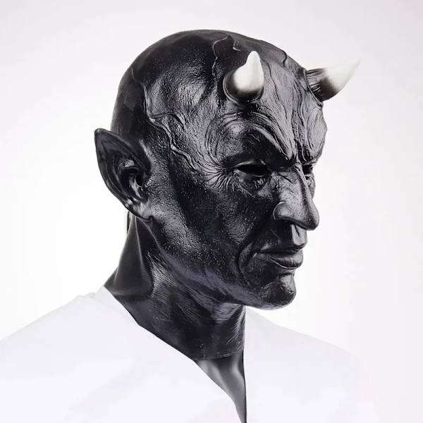 Mephistopheles Demon Horn Mask Halloween Cosplay Unisex Horror Devil Killer Latexhjälm Maskerad Karneval Party Kostymrekvisita A