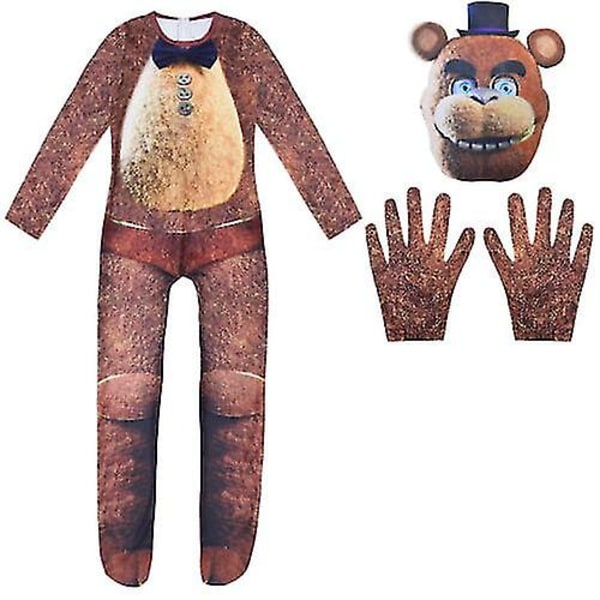 Halloween Kids Five Nights at Freddy Fnaf Cosplay Kostym Party Bodysuit Outfits Brown 4-5years