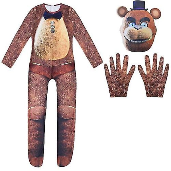 Halloween Kids Five Nights at Freddy Fnaf Cosplay Kostym Party Bodysuit Outfits Brown 8-9years