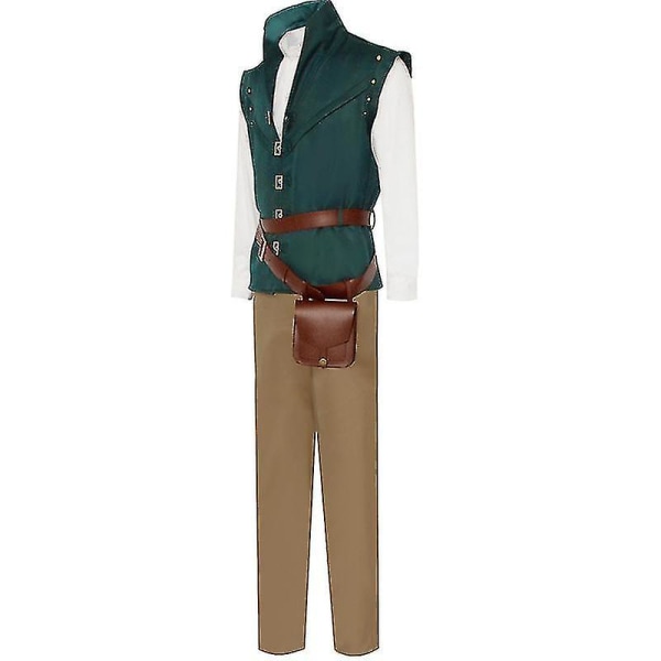 Flynn Rider Costume Trasslig Rapunzel Flynn Rider Prince Cosplay Kostym Uniform Kostym Halloween-kläder för vuxna män S