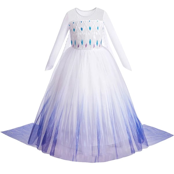 Disney Kids Frozen Födelsedagsfest Prinsessklänning Vit Elsa Paljetter Mesh Vestidos Halloween Cosplay Snödrottning Karneval Kostym elsa outfit 01 3T(110)