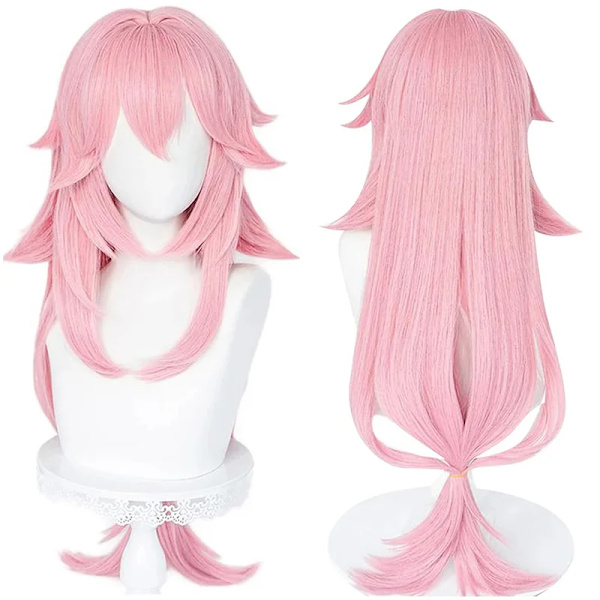 Yae Miko Cosplay Anime Genshin Impact Yae Miko Guuji Yae Cosplay Kostym Peruk Klänning Festkläder Halloween Kostymer För Kvinnor L Wig only
