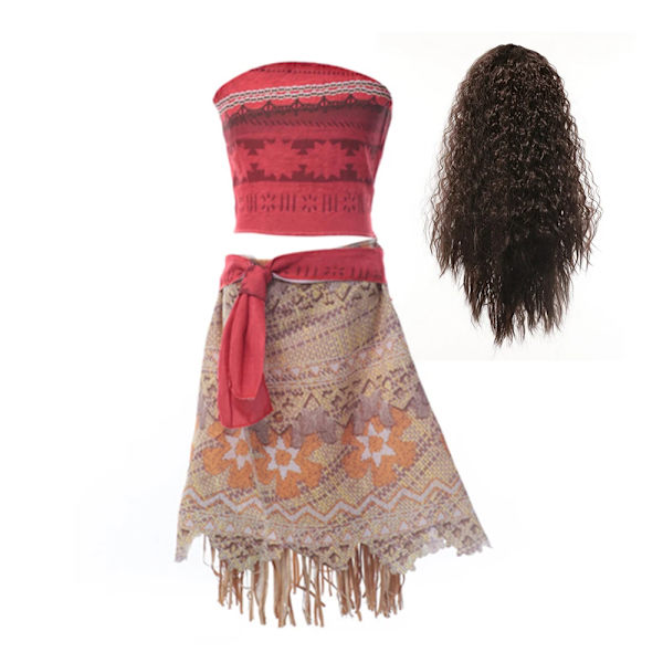 Disney Flickor Kostym Vaiana Klänning Sommar Barn Kalas Moana Prinsessa Cosplay Husdjur Gris Kyckling Set Halloween Förklädnad E Moana Set4 17-8T (140)