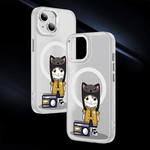 Creative Painted Pattern Matte Hudvänlig Magsafe Magnetic Phone Case Lämplig för Iphone och andra modeller Style G Transparent Black Ypcx