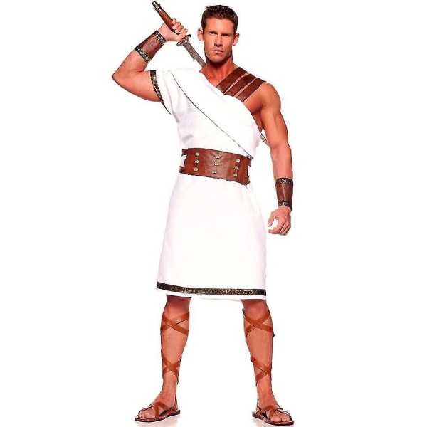 Halloween romersk krigare par Dräkt Medeltida grekisk mytologi Olympus Zeus Toga Gud Gudinna Cosplay klänning 19372 M