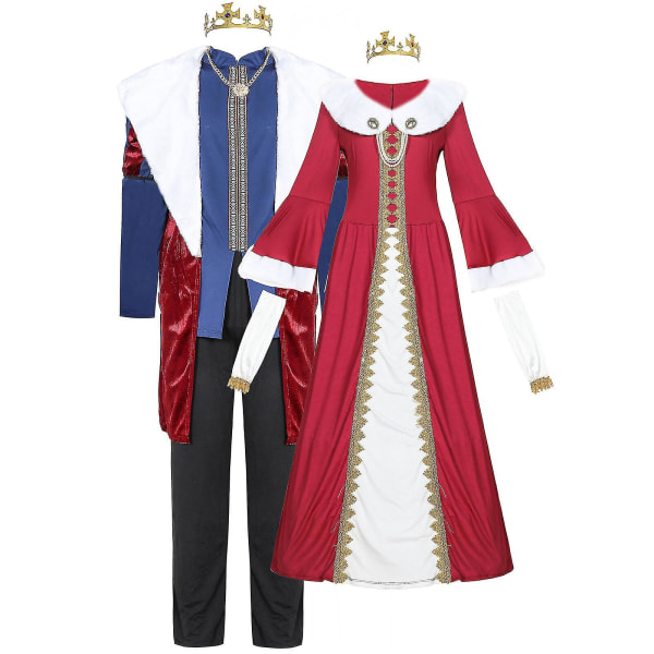 Par Cosplay Kostym Klassisk Court King Queen Maskerad Scen Performance Kläder _iu King XL