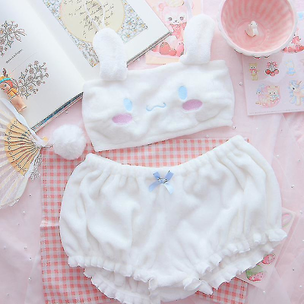 Kawaii Sanrioed Tecknad Höst Och Vinter Kuromi Mymelodi Cinnamoroll Pyjamas Underkläder BH Lilla Djävulen Sexig Hemkläder-n