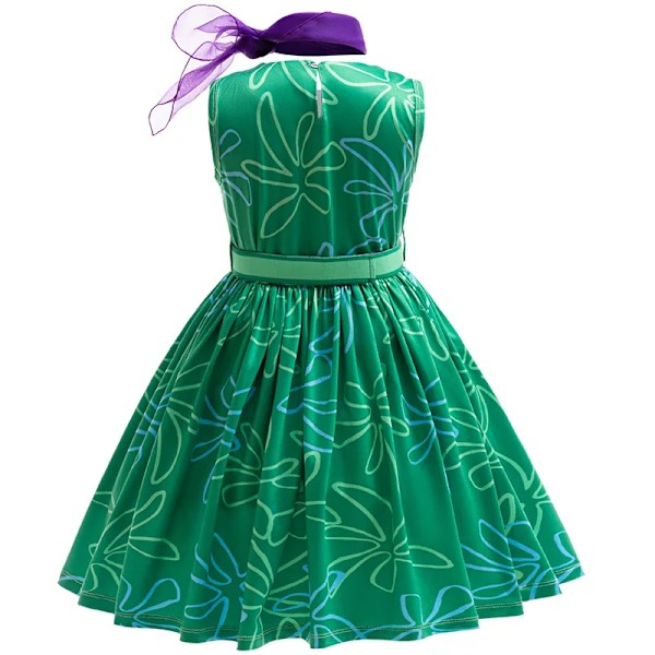 Disney Inside Out Disgust Cosplay Kostym Barn Cartoon Prinsessa Klänning+Bälte+Sjal +Peruk Flickor Halloween Karneval Fest Klänning Upp Disgust Style B 150 (9-10T)