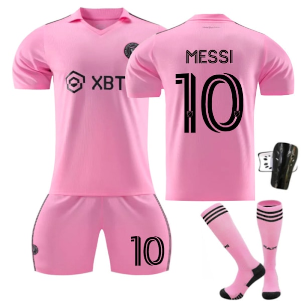 2324 Miami International borta Messi 10 tröja ny MLB hemmafotbollströja svart och rosa originalstrumpor 2324 Miami main fan no socks+boards S