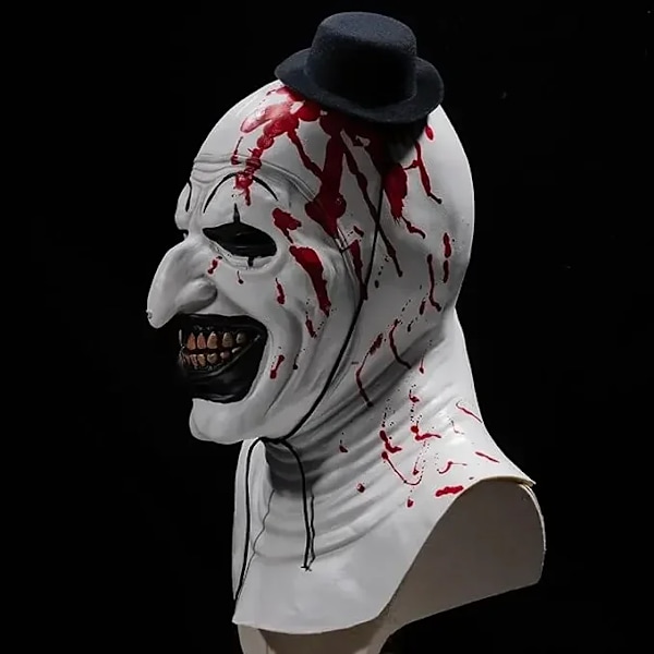Halloween Party Mask Konst Clownsmask Läskig Cosplay Karneval Kostym Pro Terror Clownsmasker Helansikte Vuxna Maskeradmask WHITE