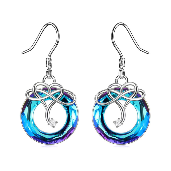 Crystal Infinitys Love Halsband Set Blue Infinitys Pendant Chain Örhänge Earrings