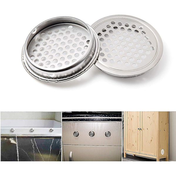 20 stycken Runt rostfritt stål Ventilationsgaller Cover - Cirkeldesign för skåp Skåp frånluftsventilation i kitc null none