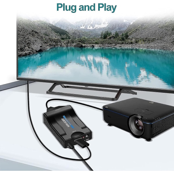 Scart till HDMI-omvandlare - 1080p/720p HD-videoljudadapter för PS4 PS3 Tv Dvd (svart) null none
