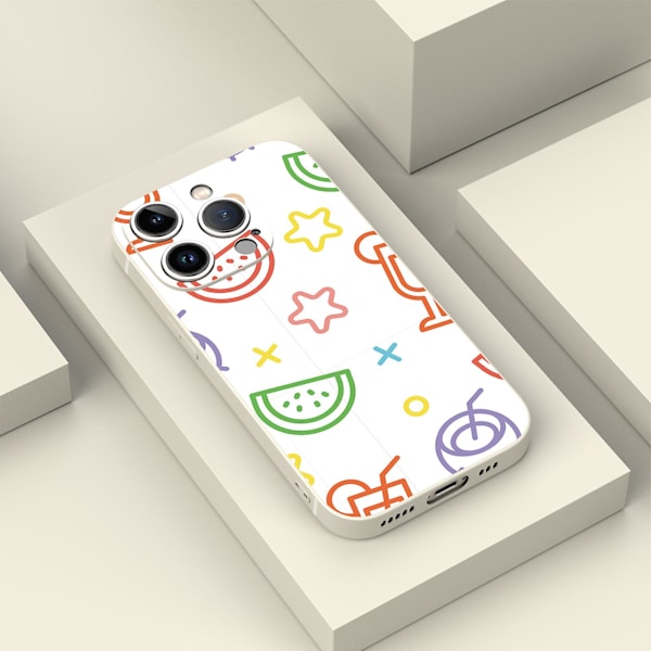 Enkelt tecknat mönster Tryckdesign Flexibeltpurubber Stötsäker Mobiltelefon Caseiphone 15 Caseseries Stylescblackypdt2796
