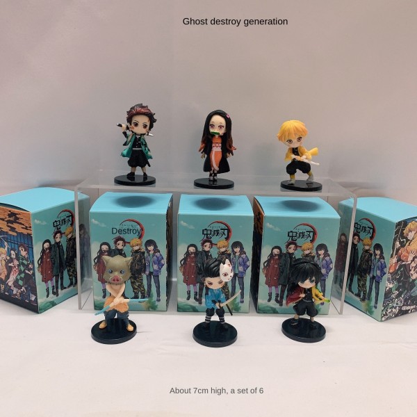 En uppsättning Ghost Slayer Anime Model Tide Play Blind Box