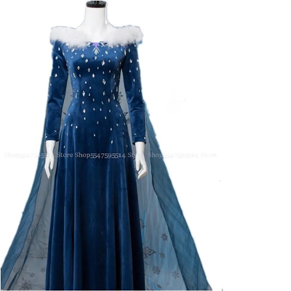 Isdrottning Elsa Cosplay-kostym, blå Fantasia-dräkt, Halloween-fest, damklänning, bal, scenkläder XL blue