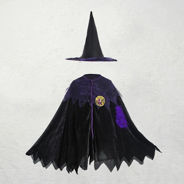 Barn Häxa Kostym Flickor Saga Trollkarl Klänning Barn Halloween Pumpa Kläder Baby Fladdermus Spindel Fest Cosplay Outfit 2-15T DV16G0 2-3 Years
