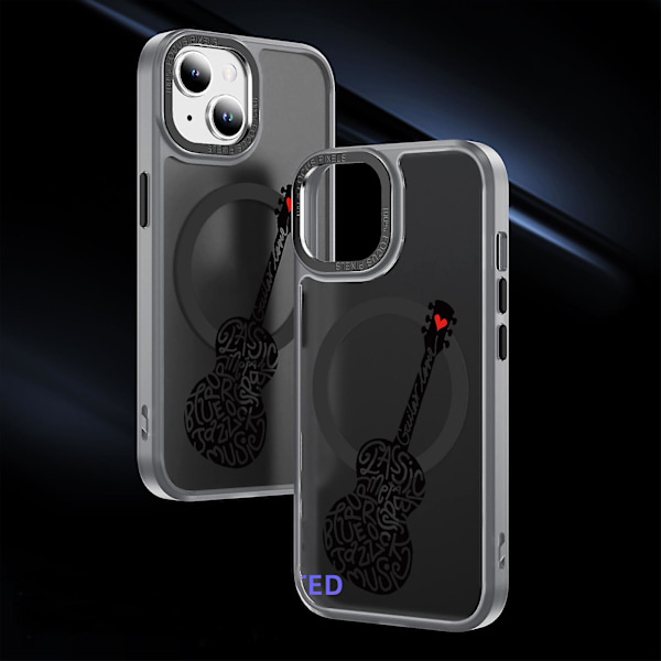 Creative Painted Pattern Frosted Magsafe Magnetic Phone Case Lämplig för Iphone och andra modeller Style C Transparent Black Ypcx0360