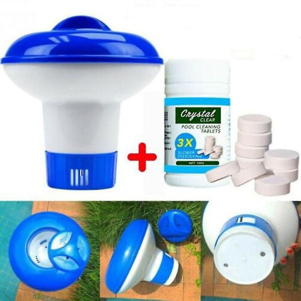 100 st Pool rengöringstabletter & flytande klor badtunna dispenser set null none