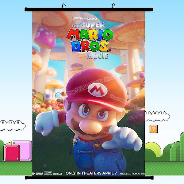 Super Mario Bros Dukmålning Tecknad bild Väggkonst Rumsdekoration Anime Estetisk affisch Vardagsrum Kontor Heminredning SIze 30X45CM Mario-B