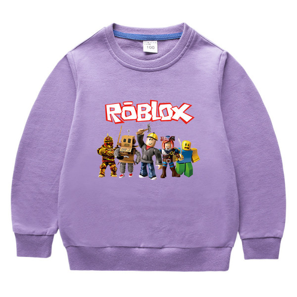 Barnkläder-Roblox rund hals sweatshirt-lila 120cm