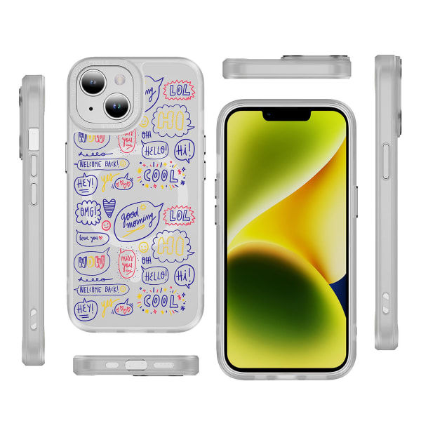 Creative Painted Pattern Matte Hudvänlig Magsafe magnetiskt phone case Lämplig för Iphone och andra modeller Style C Transparent Black Ypcx