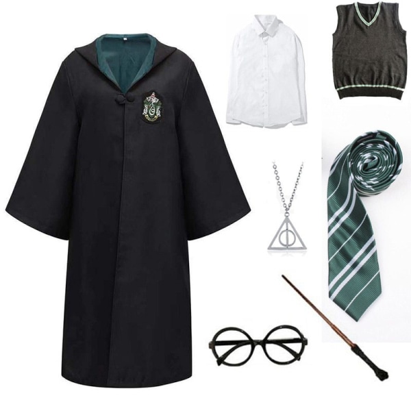 Harry Potter magiska dräkt Slytherin 7-delad set (halsband) Barn 155