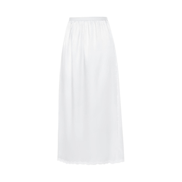 Halv Slip Lace Lång Elastik Midja Underkjol Kvinnor Satäng Halv Slips Vit L