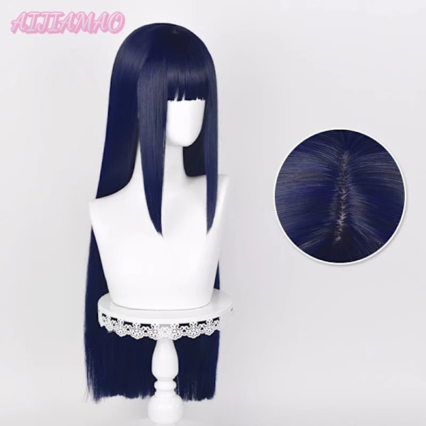 Ny! Anime Hyuga Hinata Rak Hår Syntetiskt Hår Snygg Lugg Cosplay Peruker + Gratis Perukmössa One Size Wig only