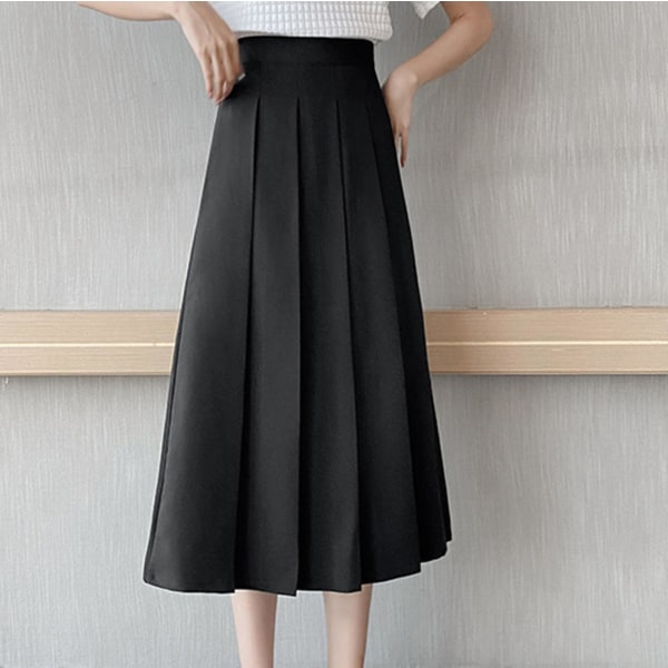 Damklänningar Mode Kvinnor Plisserad A-linje kjol Anti-utbrändhet Rejäl hög midja Kort kjol Damkjolar Black XL