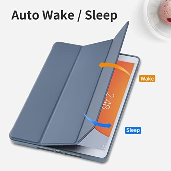 GHINL iPad 9:e/8:e/7:e generationens case (2021/2020/2019) iPad 10,2- case med pennhållare [Sömn/vakna] Smal mjuk TPU baksida Smart Magneti Lavender
