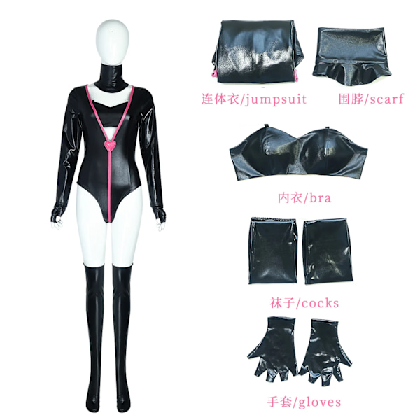 Angel Dust Cosplay Fantasy Anime Cartoon Förklädnad Kostym Handskar Fluga Rosa Klänning Outfit Kvinnor Halloween Rollspel Kläder L C3