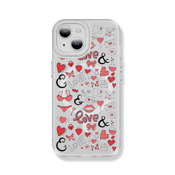 Creative Painted Pattern Frosted Magsafe Magnetic Phone Case Lämplig för Iphone 15 Case och andra modeller Style G Transparent Black Ypcx0197
