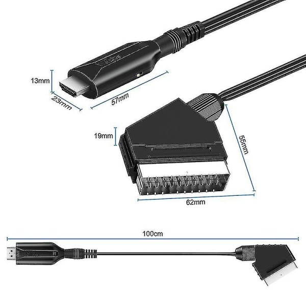 Scart till HDMI-omvandlare Audio Video Adapter För Hdtv/dvd/set-top Box/ps3/pal/ntsc Betterlifefg null none