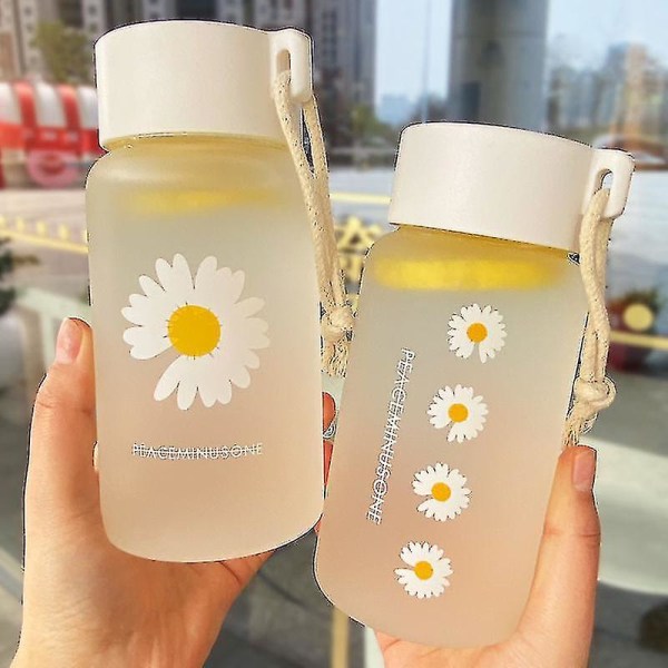 500ml Small Daisy Transparent plast vattenflaskor Bpa Free Creative Frostad vattenflaska med bärbart rep Travel Tea Cup Ns2 Transparent 4 Daisies