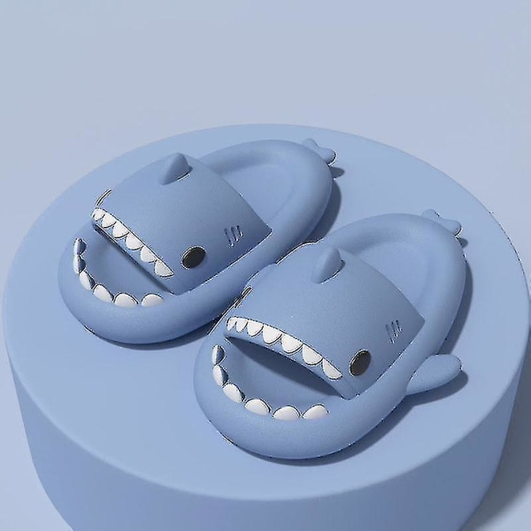 Shark Tofflor Halkfria duschtofflor Badrumstofflor Mjuka sommarsandaler för flickor och pojkar Nyhet blue 24 25
